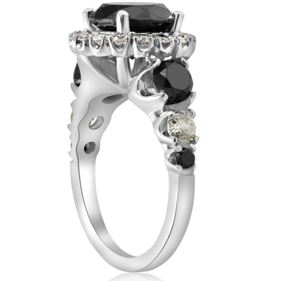 Shop Pompeii3 5ct Black & White Diamond Halo Engagement Ring 14k White Gold