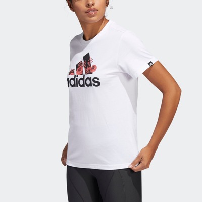 Shop Adidas Originals Women's Adidas Superher Floral Graphic Logo Tee In White