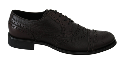 Shop Dolce & Gabbana Leather Brogue Derby Dress Men's Shoes In Black