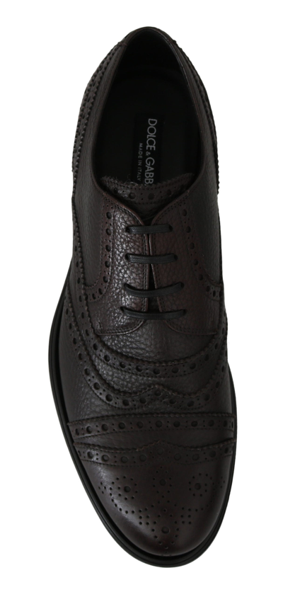 Shop Dolce & Gabbana Leather Brogue Derby Dress Men's Shoes In Black