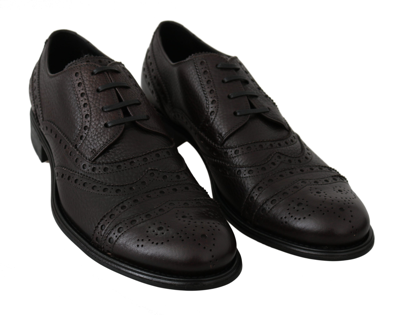 Shop Dolce & Gabbana Leather Brogue Derby Dress Men's Shoes In Black