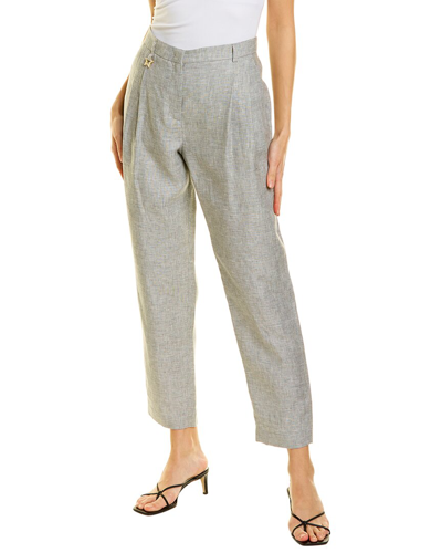 Shop Lorena Antoniazzi Linen-blend Pant In Grey