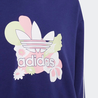 Adidas Originals Kids' Adidas Girls' Originals Flower Print Crop Hoodie In  Legacy Indigo | ModeSens