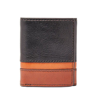 Shop Fossil Men's Easton Rfid Leather Trifold In Orange