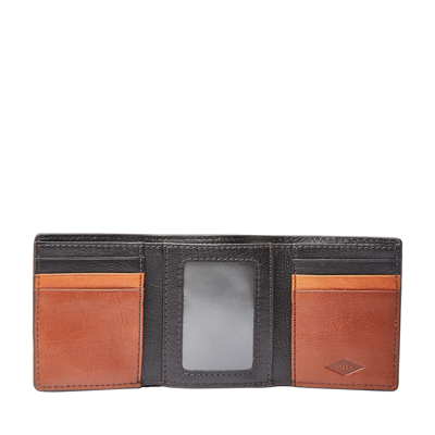 Shop Fossil Men's Easton Rfid Leather Trifold In Orange