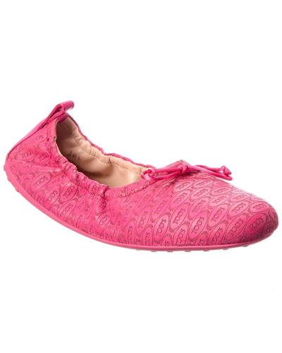 Shop Tod's Tods Leather Ballerina Flat In Pink