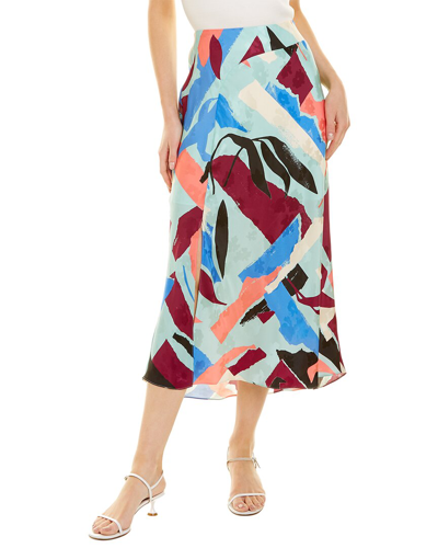 Shop Tanya Taylor Kiara Silk Midi Skirt In Multi