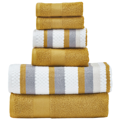 Shop Modern Threads Pax 6-piece Reversible Yarn Dyed Jacquard Towel Set - Bath Towels, Hand Towels, & Was In Yellow