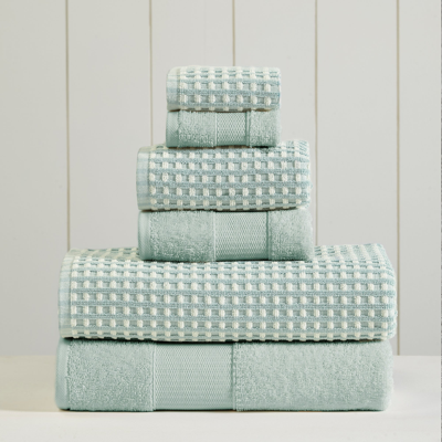 Shop Modern Threads 6-piece Yarn Dyed Cobblestone Jacquard Towel Set In Blue