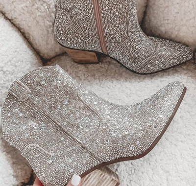 Shop Matisse Harlow Ankle Boot In Clear Rhinestone In Silver