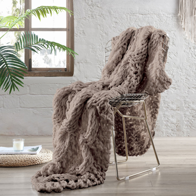 Shop Modern Threads Luxury Reina Chunky Knit Acrylic Bed Sofa Throw In Brown