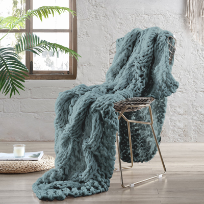 Shop Modern Threads Luxury Reina Chunky Knit Acrylic Bed Sofa Throw In Green