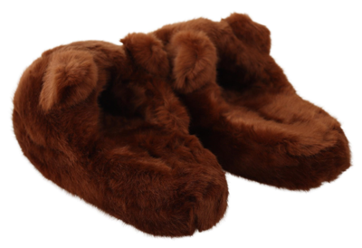 Shop Dolce & Gabbana Teddy Bear Slippers Sandals Men's Shoes In Brown