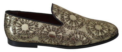 Shop Dolce & Gabbana Jacquard Flats Mens Loafers Men's Shoes In Beige
