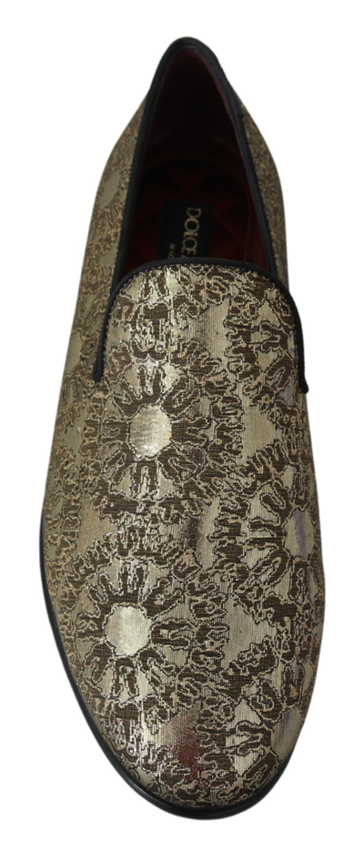 Shop Dolce & Gabbana Jacquard Flats Mens Loafers Men's Shoes In Beige