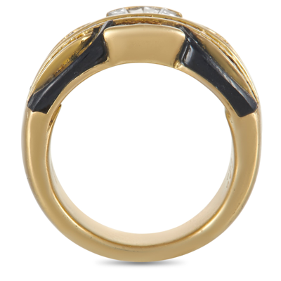 Shop Damiani 18k Yellow Gold 2.38 Ct Diamond And Onyx Ring