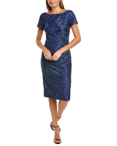 Shop Js Collections Embroidered Cocktail Dress In Blue