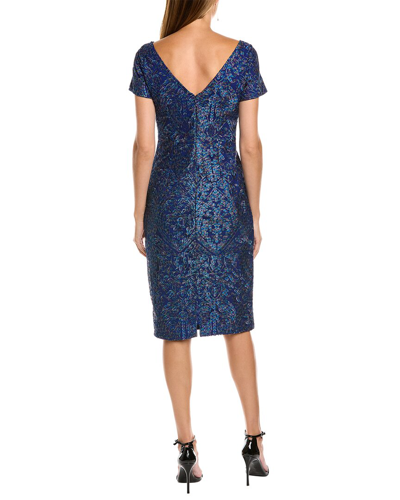 Shop Js Collections Embroidered Cocktail Dress In Blue