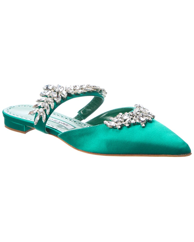 Shop Manolo Blahnik Lurum Satin Flat In Blue