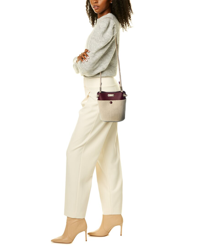Shop Chloé Chloe Key Small Linen & Leather Bucket Bag In Beige