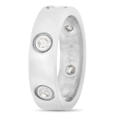 Shop Cartier Love 18k White Gold 6 Diamond Band Ring In Silver