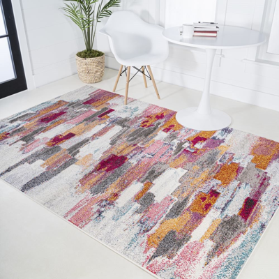 Shop Jonathan Y Contemporary Pop Modern Abstract Brushstroke Area Rug In White