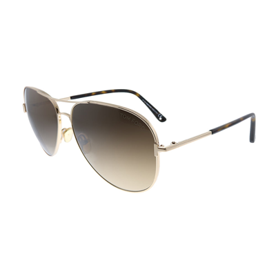 Shop Tom Ford Clark Tf 823 28f 59mm Unisex Aviator Sunglasses In Gold