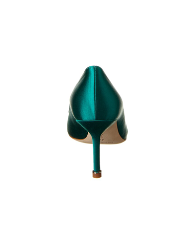 Manolo Blahnik Hangisi 70 Satin Pumps With Clc Crystal Buckle In Green