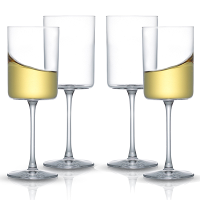 Joyjolt Claire Cyrstal Cylinder White Wine Glasses - 11.4 oz - Set Of 4