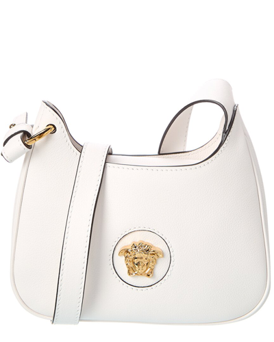 Shop Versace La Medusa Small Leather Hobo Bag In White