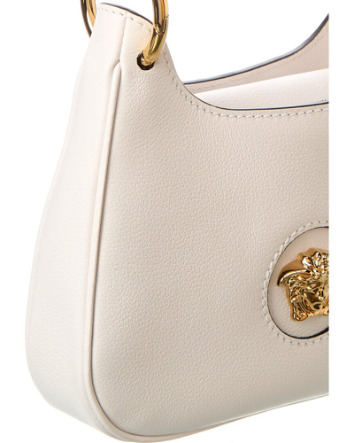 Shop Versace La Medusa Small Leather Hobo Bag In White