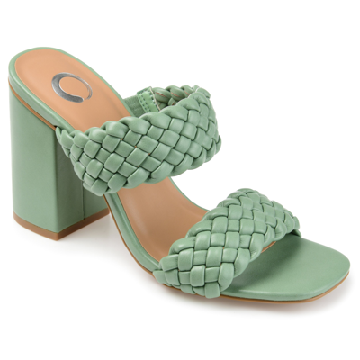 Journee Collection Melissa Woven Strap Block Heel Sandal In Green