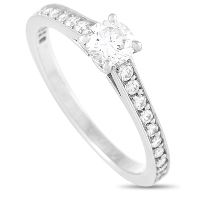 Cartier Platinum 0.49 Ct Diamond Solitaire Engagement Ring In Silver |  ModeSens
