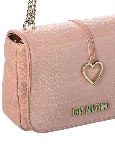 Shop Love Moschino Croc-embossed Shoulder Bag In Pink
