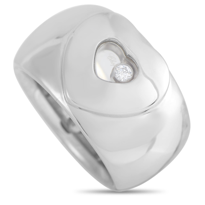 Shop Chopard Happy Diamond 18k White Gold Diamond Heart Ring In Silver