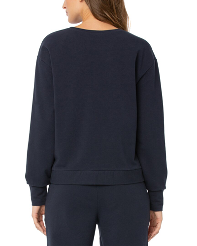 Shop Nydj Tie Front Sweatshirt In Blue