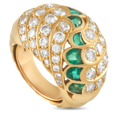 Shop Piaget 18k Yellow Gold 2.25 Ct Diamond And Emerald Ring In Multi