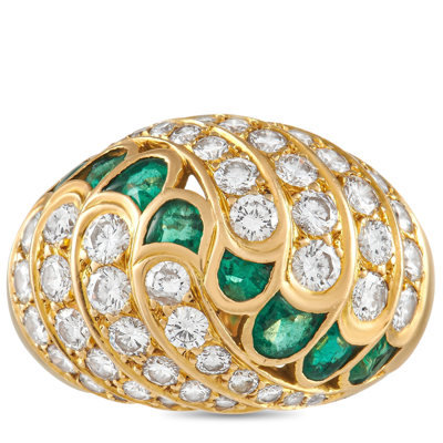 Shop Piaget 18k Yellow Gold 2.25 Ct Diamond And Emerald Ring In Multi