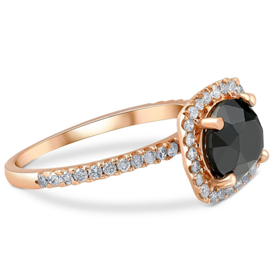 Shop Pompeii3 2 1/2 Ct Black & White Diamond Cushion Halo Engagement Ring