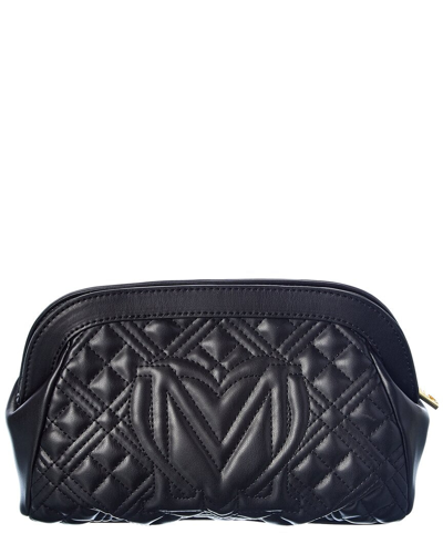 Shop Love Moschino Quilted Clutch In Black