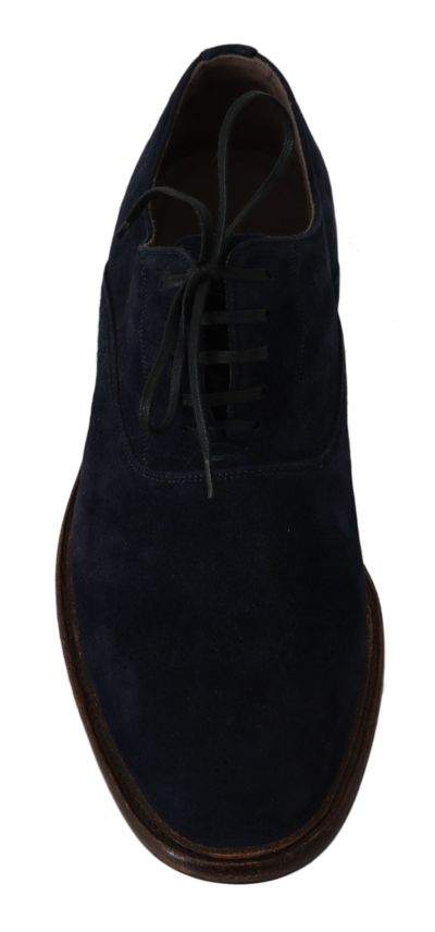 Shop Dolce & Gabbana Leather Marsala Derby Goatskin Men's Shoes In Blue