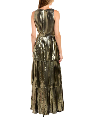 Shop Monique Lhuillier ml  Pleated Gown In Gold