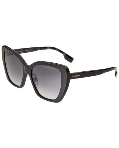Shop Burberry Women's Be4366f 55mm Polarized Sunglasses In Black
