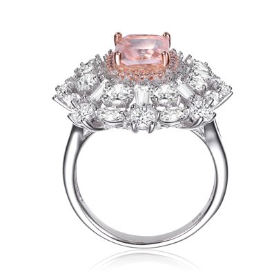 Shop Genevive Sterling Silver Two Tone Morganite Cubic Zirconia Cocktail Ring