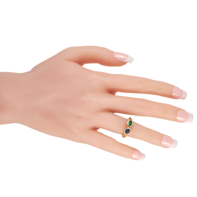 Shop Chaumet 18k Yellow Gold Emerald And Sapphire Ring