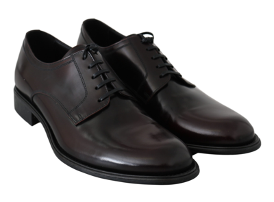 Shop Dolce & Gabbana Leather Dress Derby Sangria Men's Shoes In Black