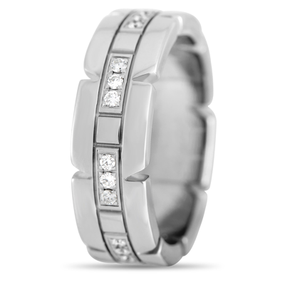 Shop Cartier Tank Française 18k White Gold Diamond Band Ring In Silver