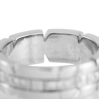 Shop Cartier Tank Française 18k White Gold Diamond Band Ring In Silver