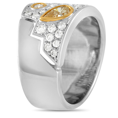 Shop Tasaki Platinum And 18k Yellow Gold 1.21 Ct Diamond Ring In Silver