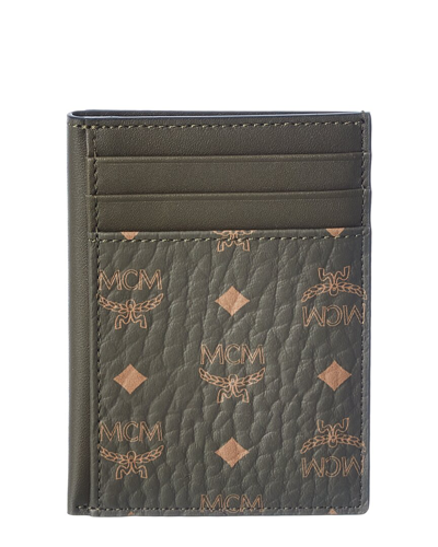 Shop Mcm Leather French Wallet In Green